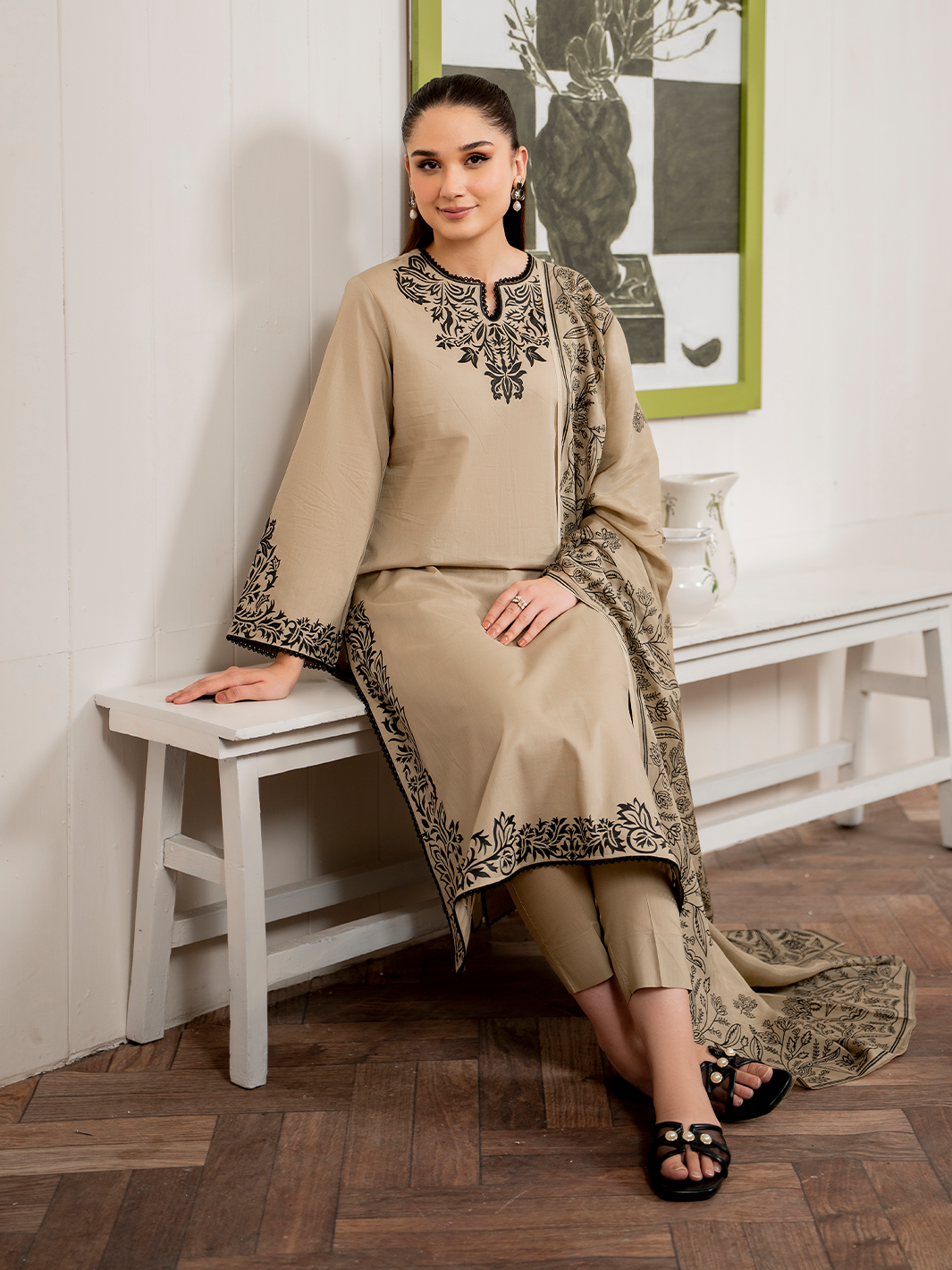 3PC EMBROIDERED LAWN SUIT - SR-354