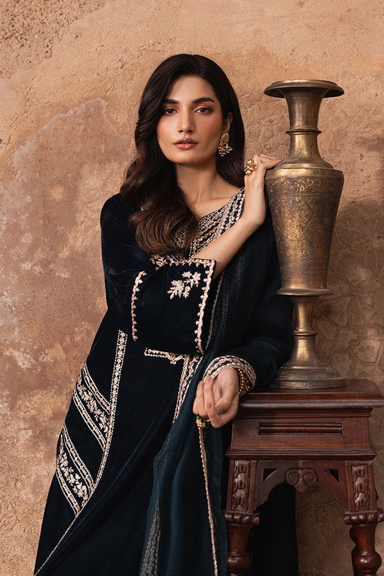3PC EMBROIDERED MICRO 9000 VELVET DRESS - RO-534