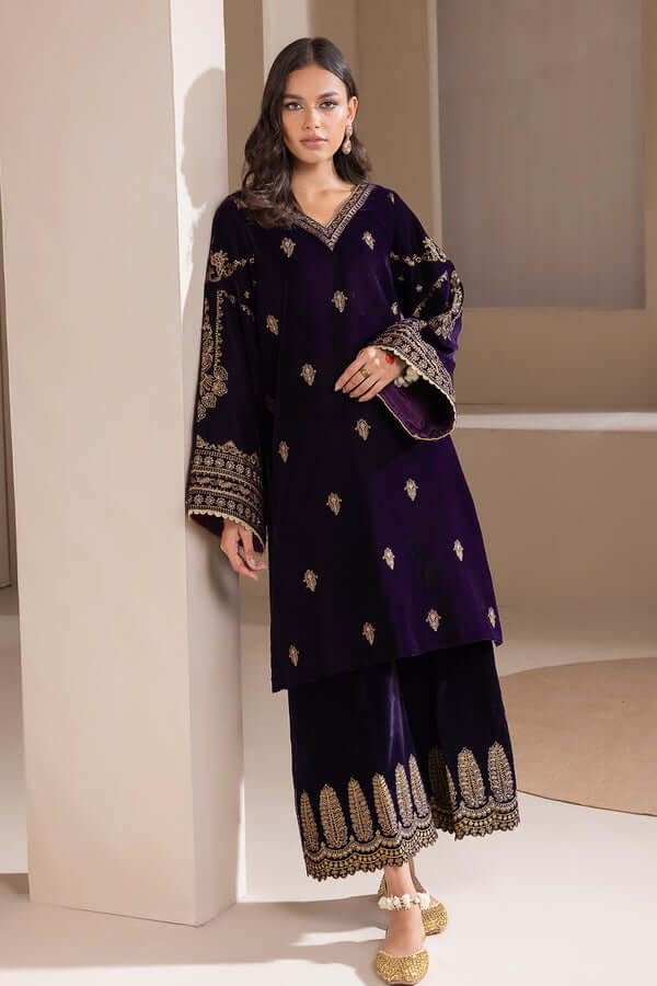 3PC EMBROIDERED MICRO 9000 VELVET DRESS - RO-537