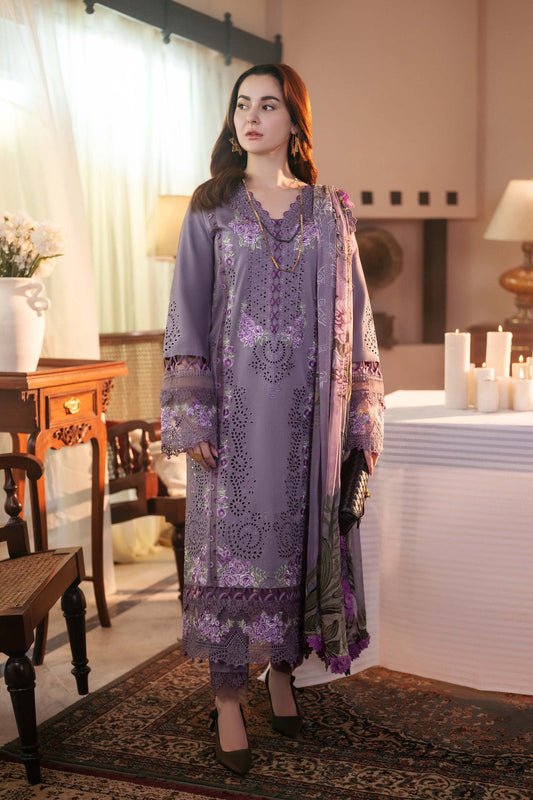 3PC EMBROIDERED DHANAK DRESS RO - 575