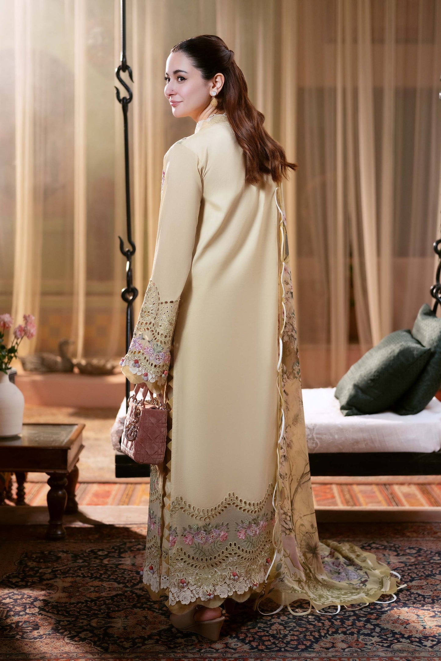 3PC SEQUENCE EMBROIDERED CHIFFON DRESS RO - 432