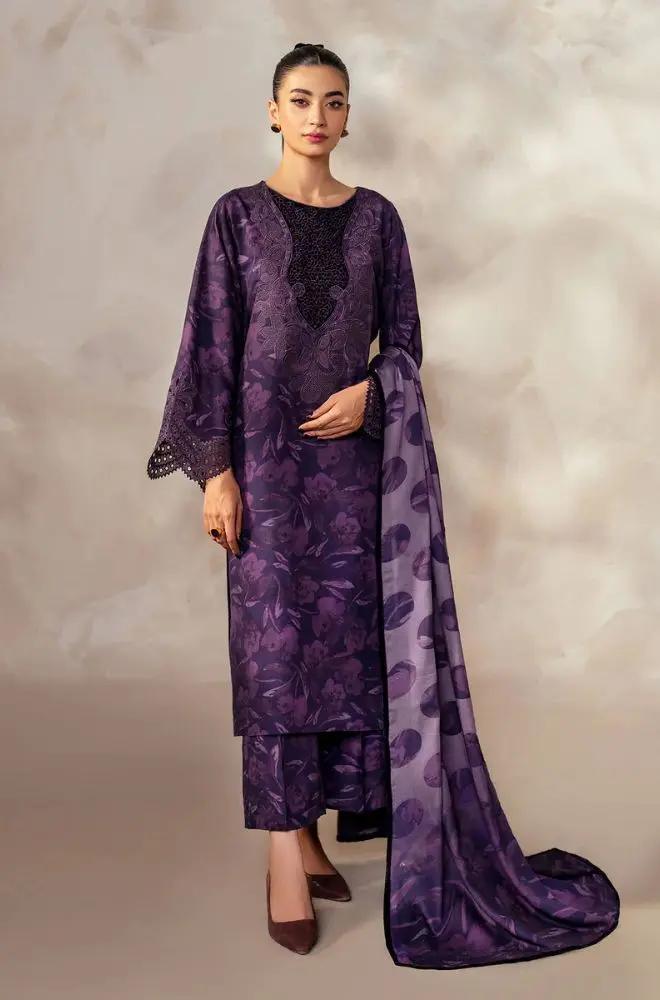 3PC DIGITAL PRINTED KHADDER SUIT WITH PATCHES - RO-600