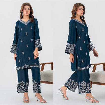 3PC EMBROIDERED MICRO 9000 VELVET DRESS - RO-539