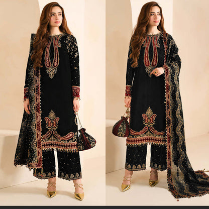 2PC EMBROIDERED MICRO 9000 VELVET DRESS - RO-571
