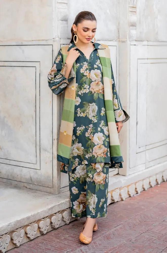 3PC DIGITAL PRINTED KHADDER SUIT - RO-609