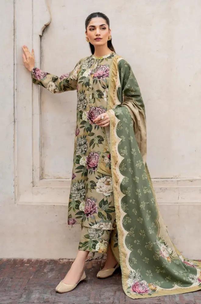 3PC DIGITAL PRINTED KHADDER SUIT WITH PATCHES - RO-603