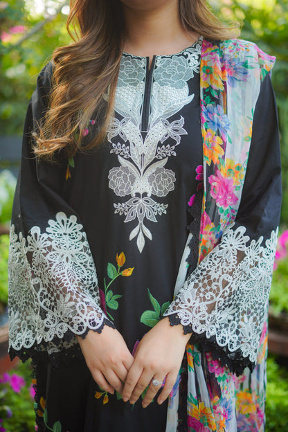 3PC EMBROIDERED LAWN SUIT - SR-516