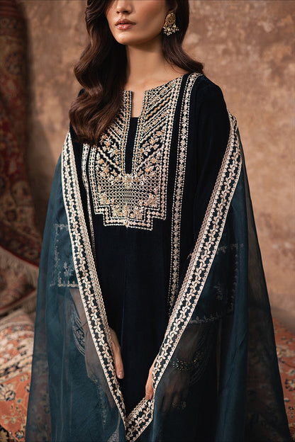 3PC EMBROIDERED MICRO 9000 VELVET DRESS - RO-534