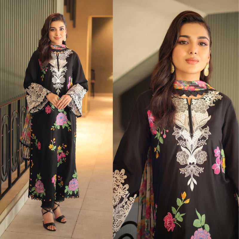 3PC EMBROIDERED LAWN SUIT - SR-516