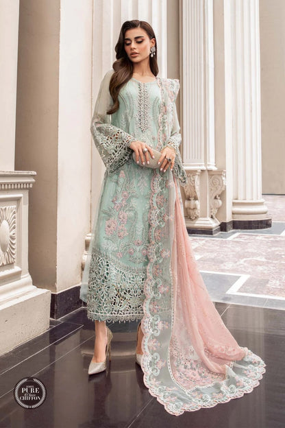 3PC EMBROIDERED DHANAK DRESS RO - 527