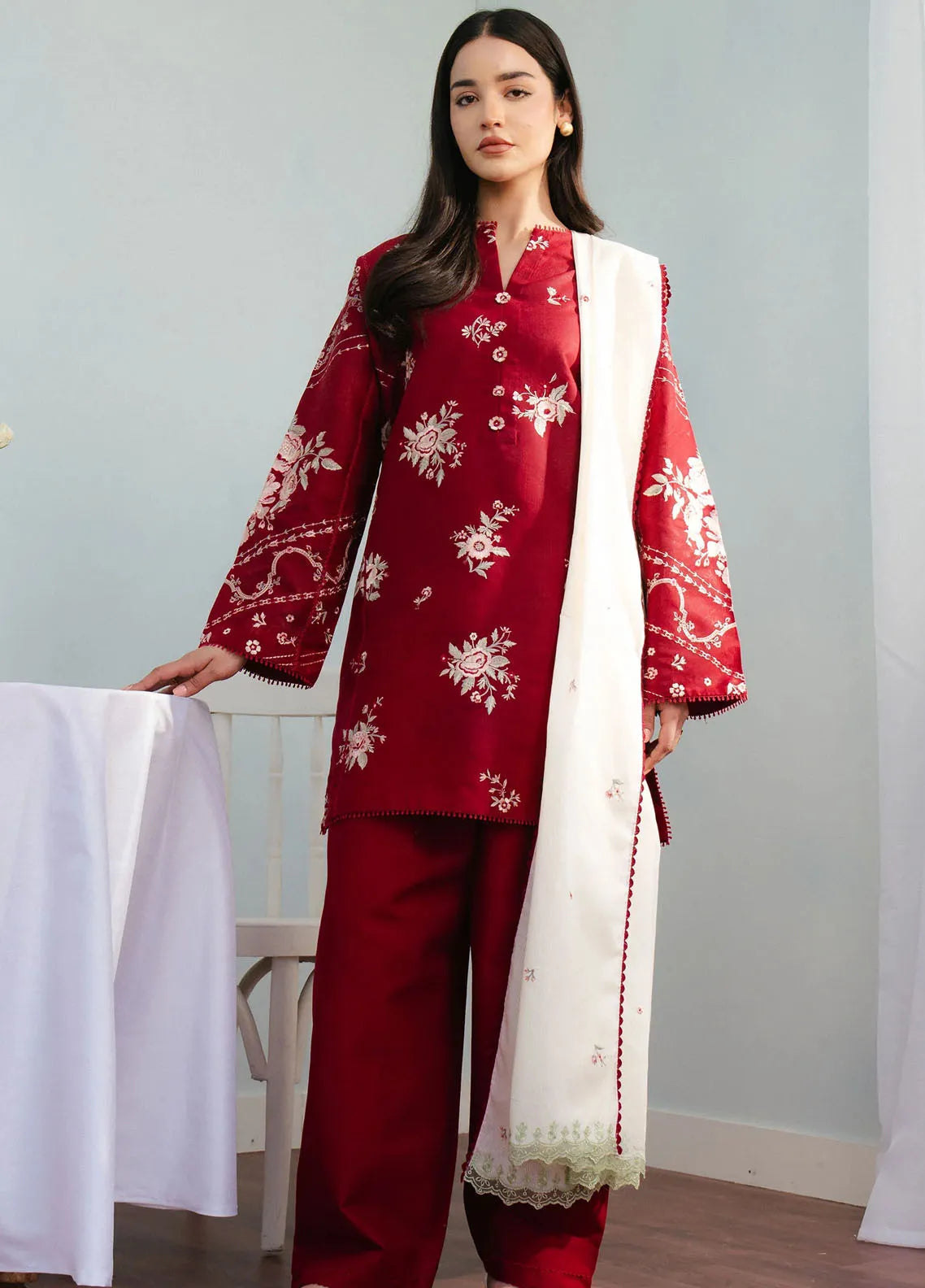 3 PC LAWN EMBROIDRED SUIT SR - 474