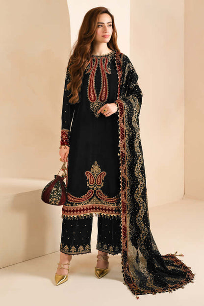 2PC EMBROIDERED MICRO 9000 VELVET DRESS - RO-571
