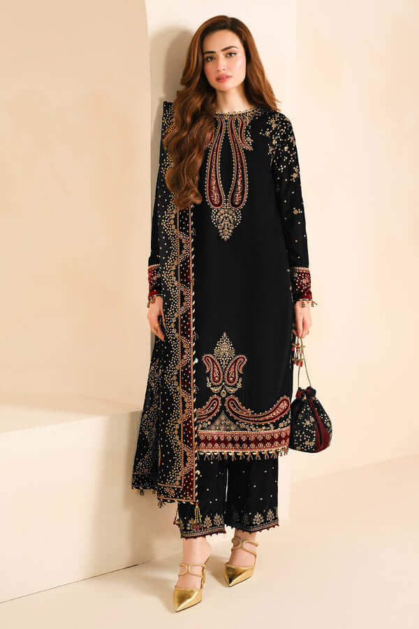 2PC EMBROIDERED MICRO 9000 VELVET DRESS - RO-571